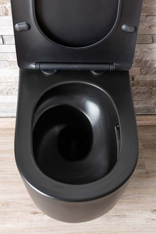 Hangtoilet Gomez rimless tornado flush mat zwart inclusief WC-bril