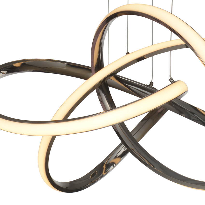 Suspension - noir/chrome - Ø65x150cm - dimmable - LED - 1x56W - 3000K