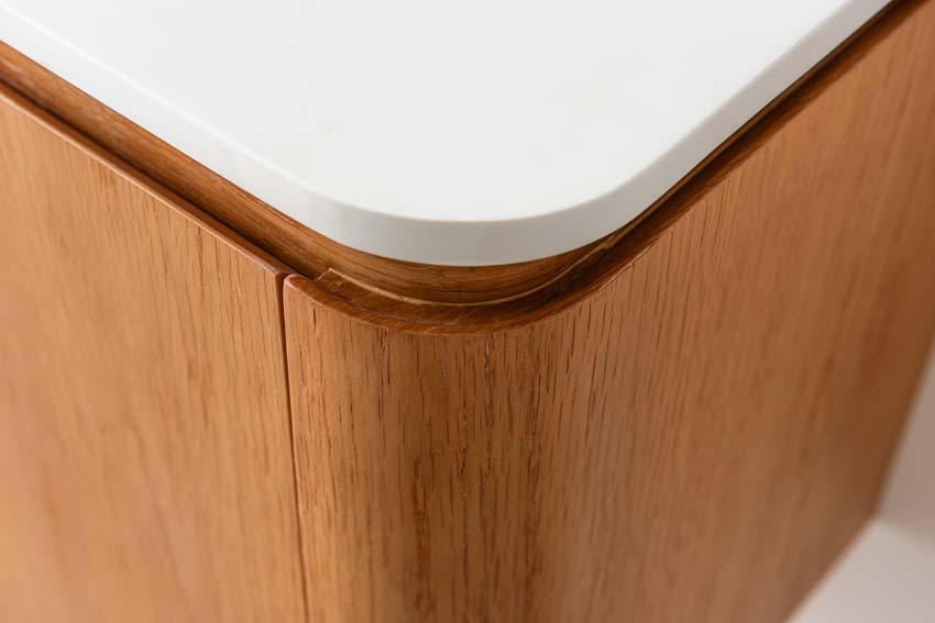 Badkamermeubel Floris eik hangend met dubbele wastafel mat wit 140cm Badkamermeubel Floris eik hangend met dubbele wastafel mat wit 140cm