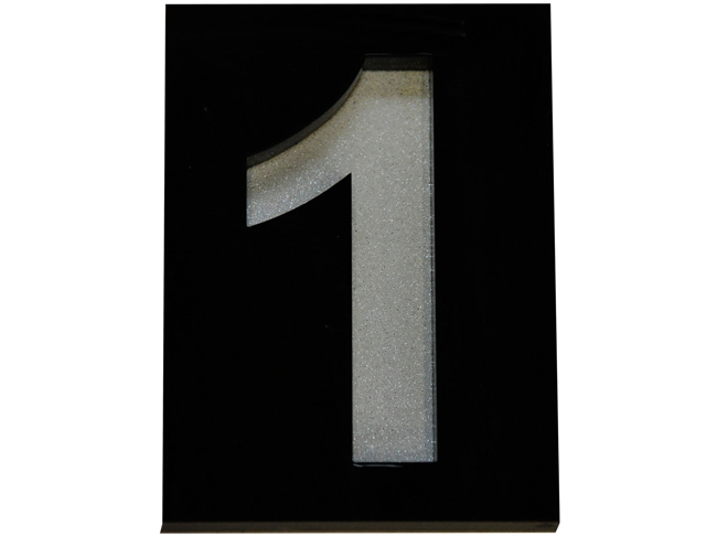 Huisnummer 1 PVC zwart 7cm te kleven in zwarte kader