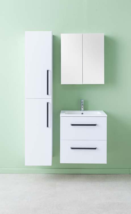Meuble de salle de bains Bison blanc mat suspendu avec lavabo simple blanc mat 60cm