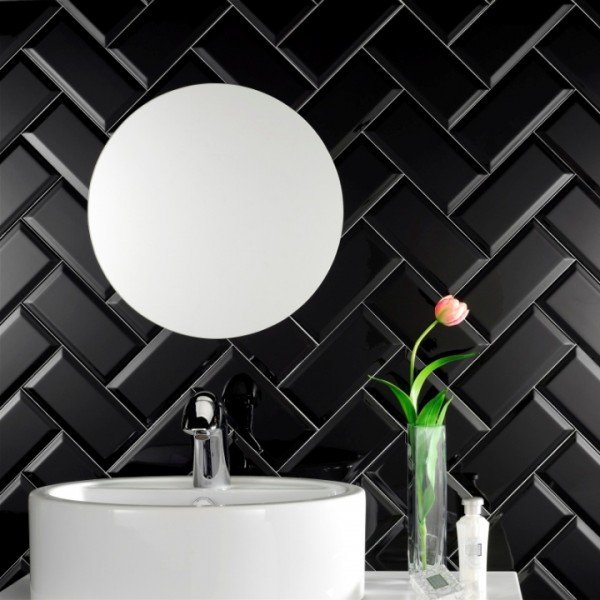 Carrelage mural Metro noir mat 7,5x15cm