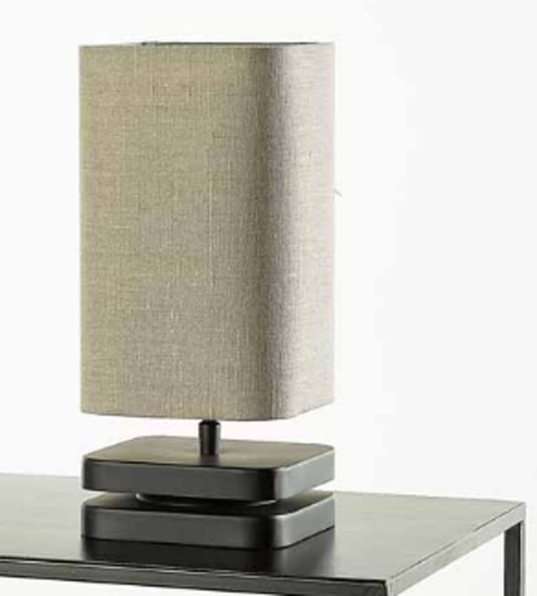 Lampe de table - Noir - 15x15x25cm - Dimmable - E27 - 1x60W - Incl. abat-jour en lin sable