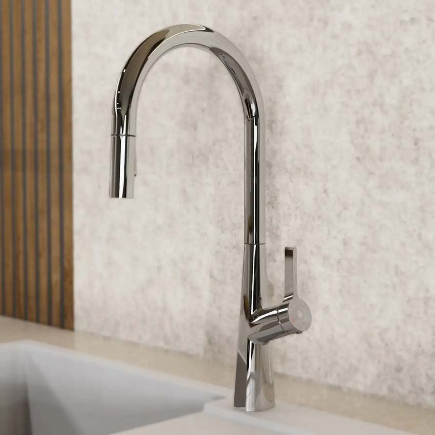 Robinet de cuisine Wasserwerk WK 9 Sphere chrome avec bec extractible