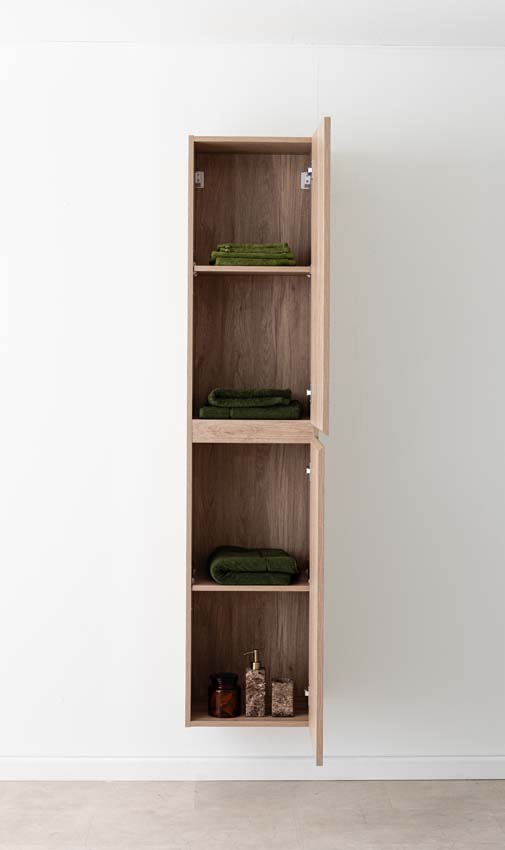 Armoire colonne Bianca/Bella chêne suspendue 150x40x35cm