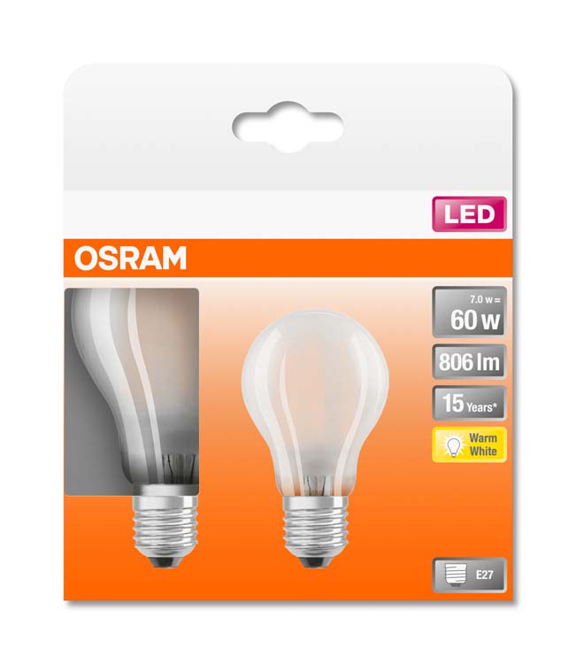 Lampe LED retro classic 60 E27 7W blanc chaud mat 2pc