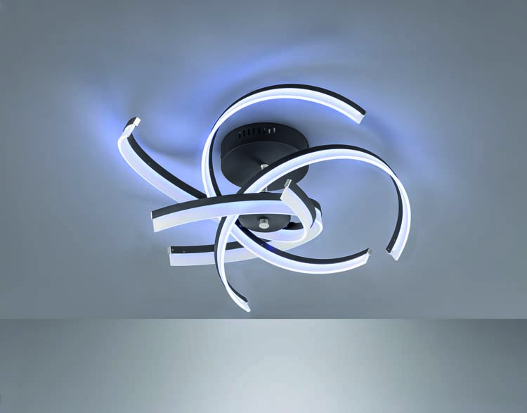Plafonnier LED noir mat 4x8W 3400LM diam 65cm