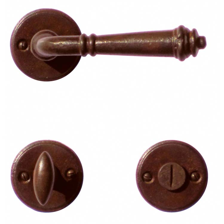 Poignée de porte pro triest rouille avec serrure toilette
