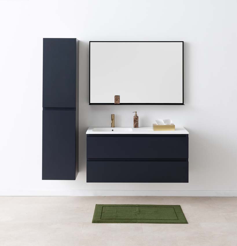Meuble de salle de bain Tibo gris 1200 mm lavabo blanc mat gauche