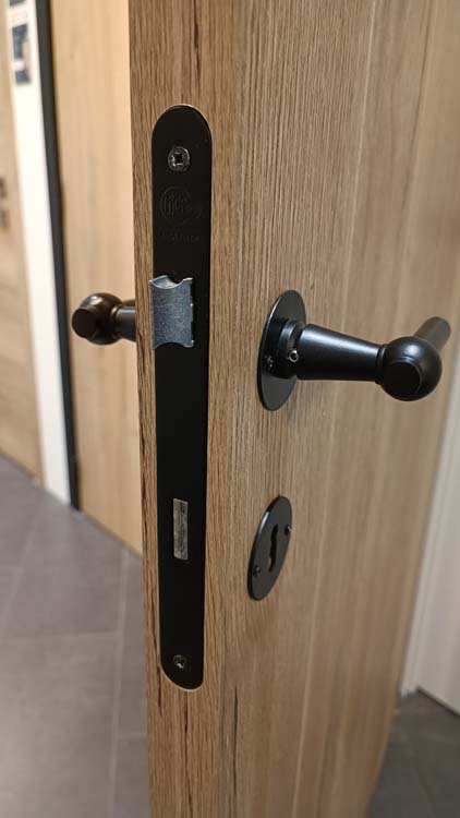 Porte intérieure complète Realwood Oak 4500 verre clair 201,5x68cm aggloméré tubulaire réversible + châssis noir 20cm