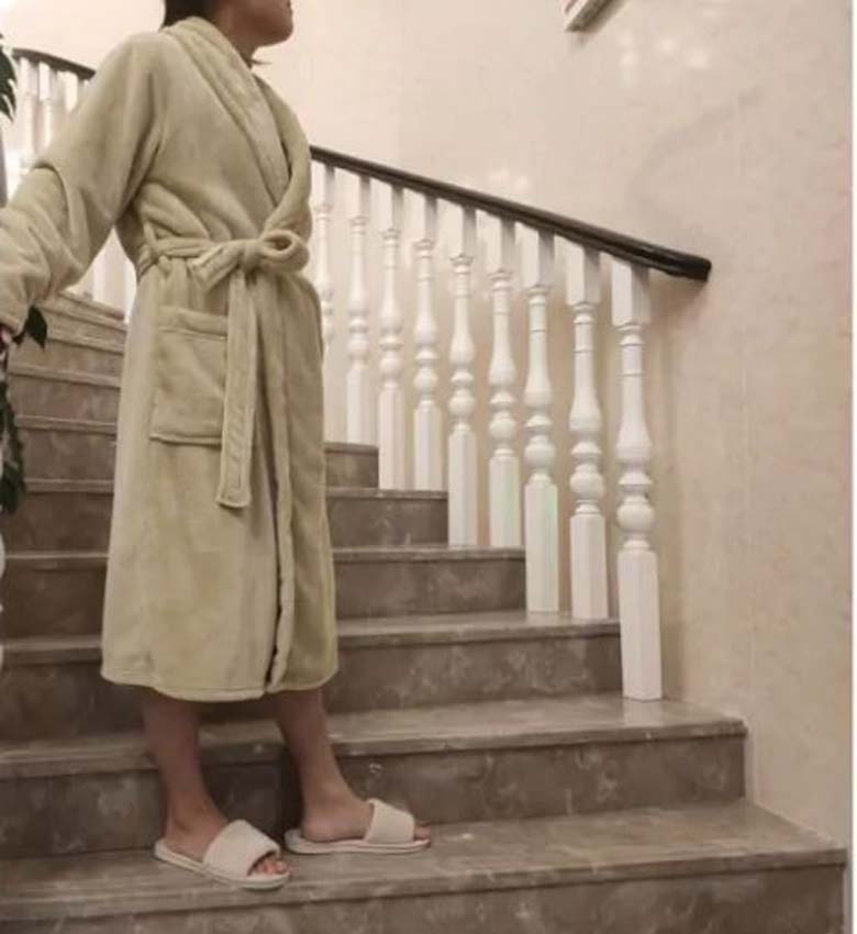 Robe de chambre microfibre beige XL
