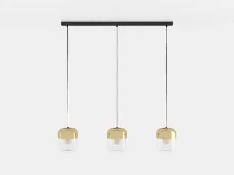 Hanglamp Mary 3xE27 40W goud/klaar glas