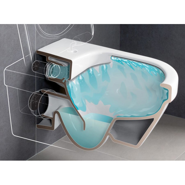 Toilette suspendue Villeroy & Boch Omnia Architectura sans rebord à chasse d'eau directe blanche avec siège de WC