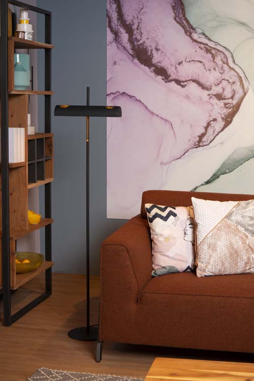 Staande lamp - zwart - H140cm - 2xE27 - 40W