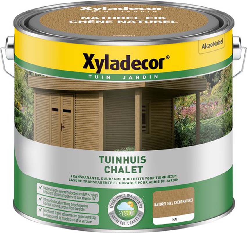 Houtbeits tuinhuis Xyladecor naturel eik 2,5L