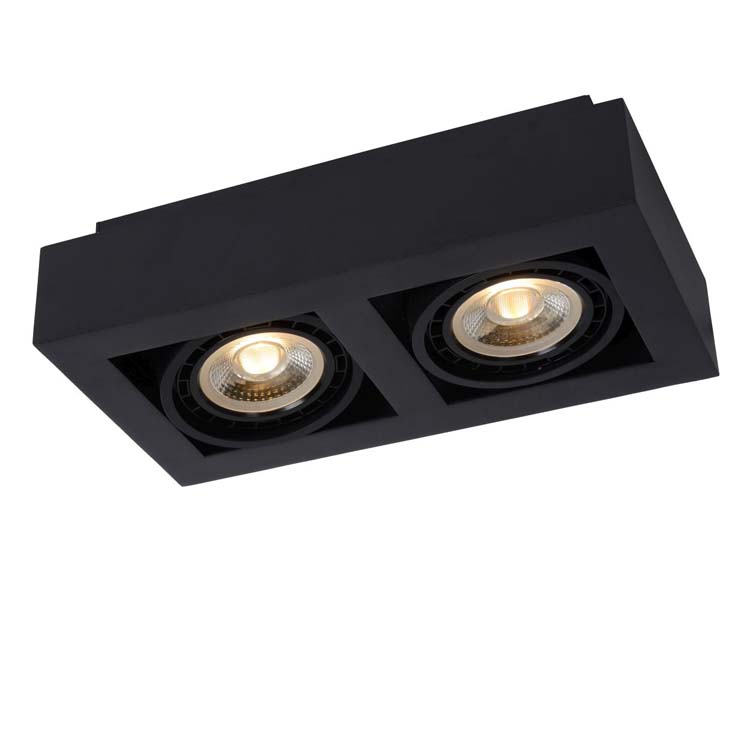 Lucide ZEFIX - Plafondspot - GU10 - 2x12W 2200K/3000K - Zwart
