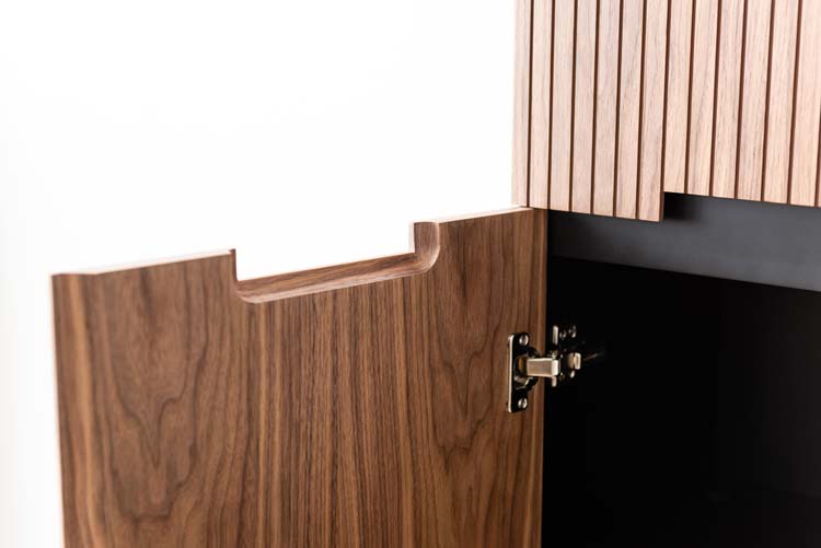 Meuble de salle de bains Willow noyer suspendu avec lavabo double blanc mat 140cm