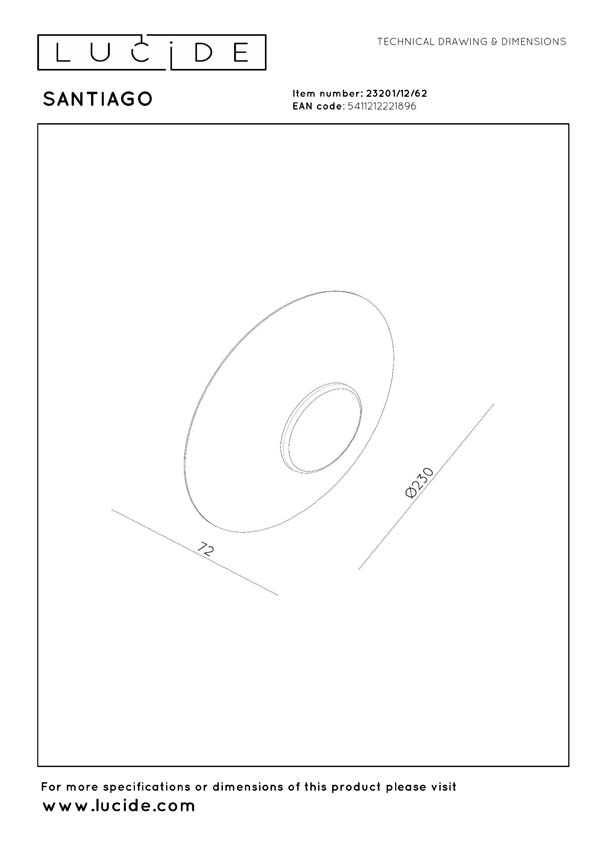 Lucide Premium Santiago - Wandlamp - Ø23cm - LED Dimbaar - CCT - 1x10W 2700K/4000K - Amber