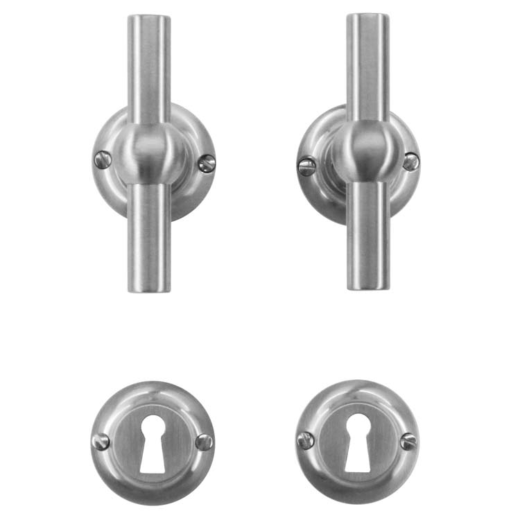 Poignée de porte pro pienza nouveau T+T look inox rosace barbe