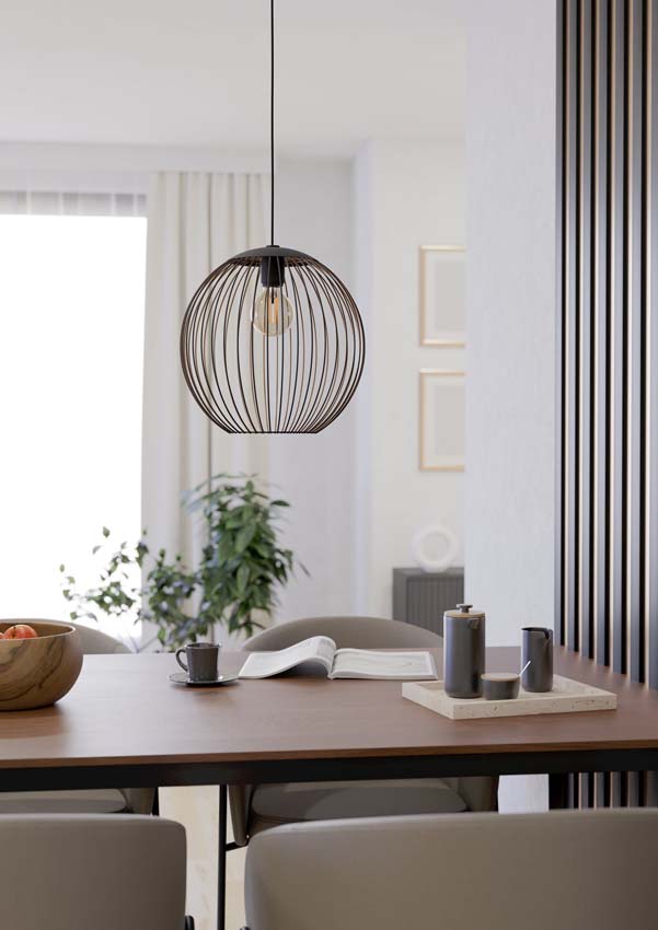 Hanglamp - Zwart/koper - Ø32cm - Dimbaar - E27 - 1x60W