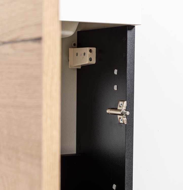Meuble de toilette Dotan noir/chêne 400 mm lavabo brillant