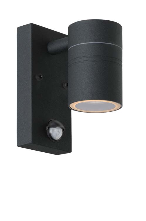 Wandspot buiten - zwart - Ø6,3cm - LED - 5W - 2700K - IP44 - sensor