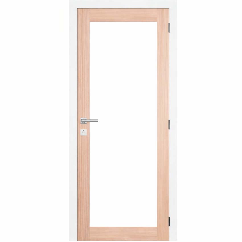 Porte intérieure complète Vento verre mat/bois massif 201,5x83cm réversible + châssis blanc 16,5cm