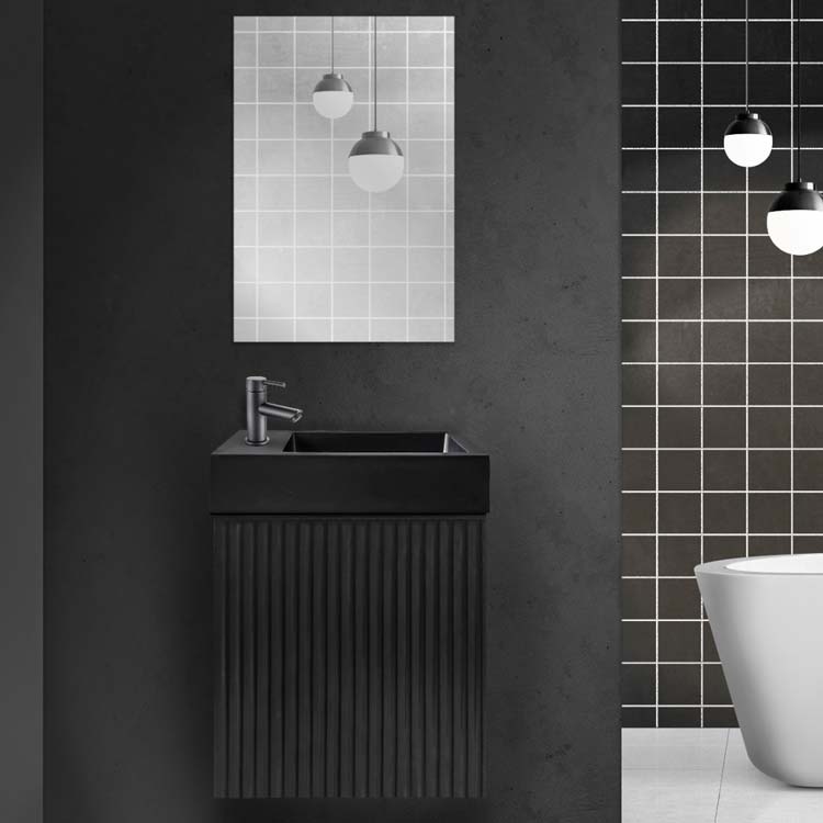 Toiletmeubel Viola zwarte groeven incl spiegel 400 mm