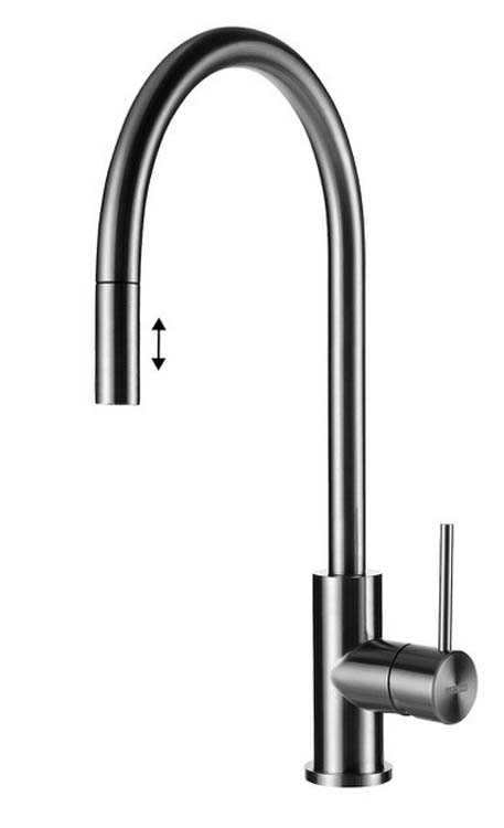 Keukenkraan Lorreine Aire inox uittrekbare uitl