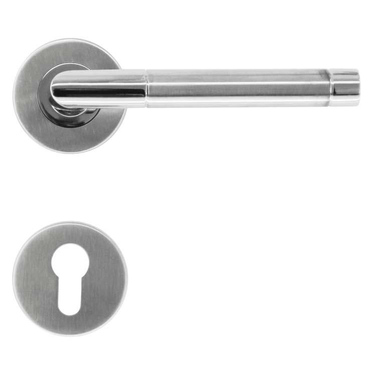 Poignée de porte brienza inox plus rosace cylindre