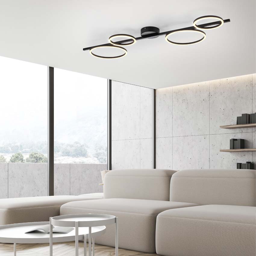Plafonnière noir incl LED lampe 4850 lumes 36W