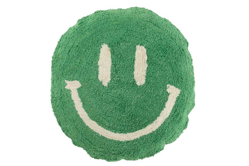 Kussen Smiley groen 45x45cm