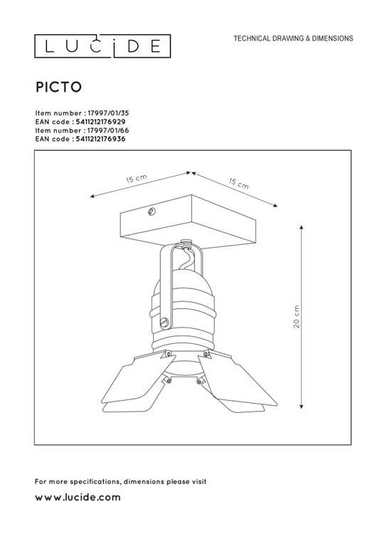 Lucide PICTO - Plafondspot Kinderkamer - 1xGU10 - Roze
