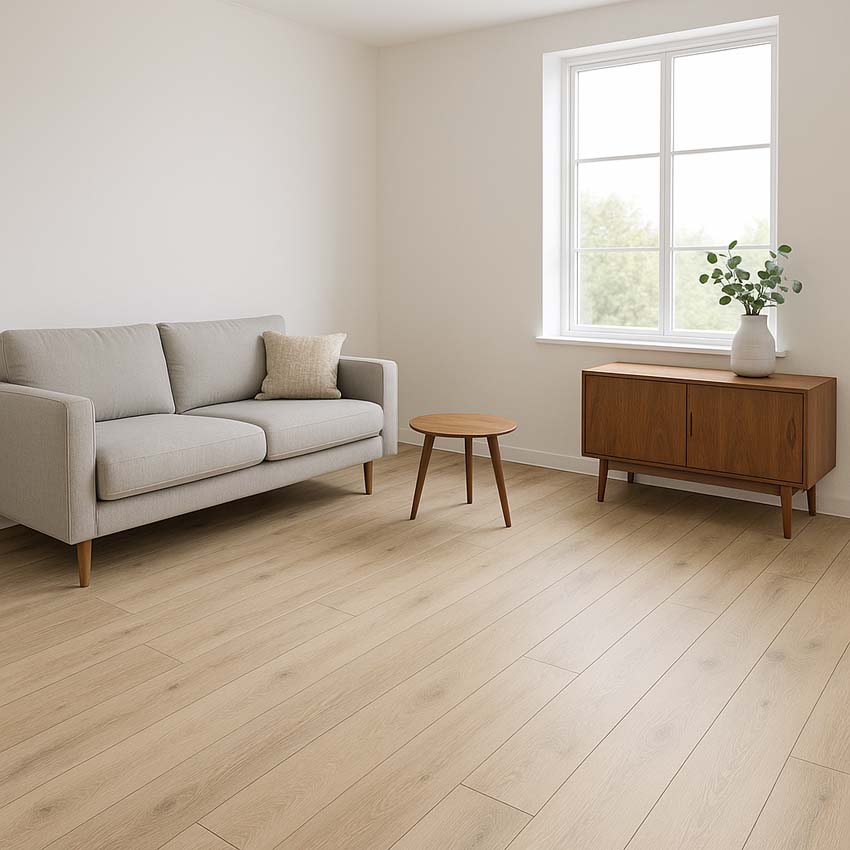 Sol stratifié Fermo chêne 7mm beige 129,2x19,3cm