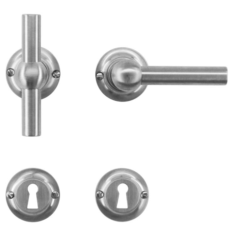 Deurkruk pienza nieuw model T+L inox look baardrozet