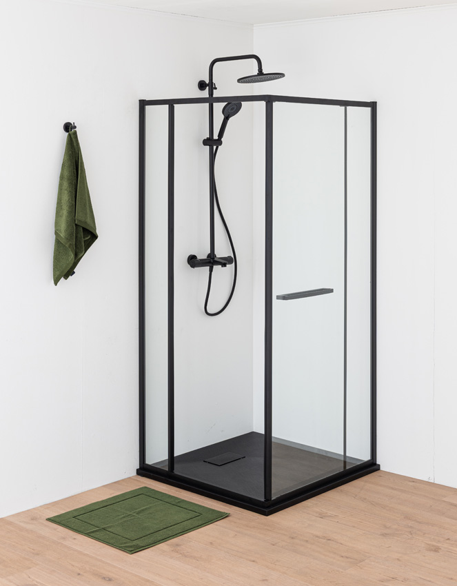 Douchehoek Ares mat zwart 90x90x190cm