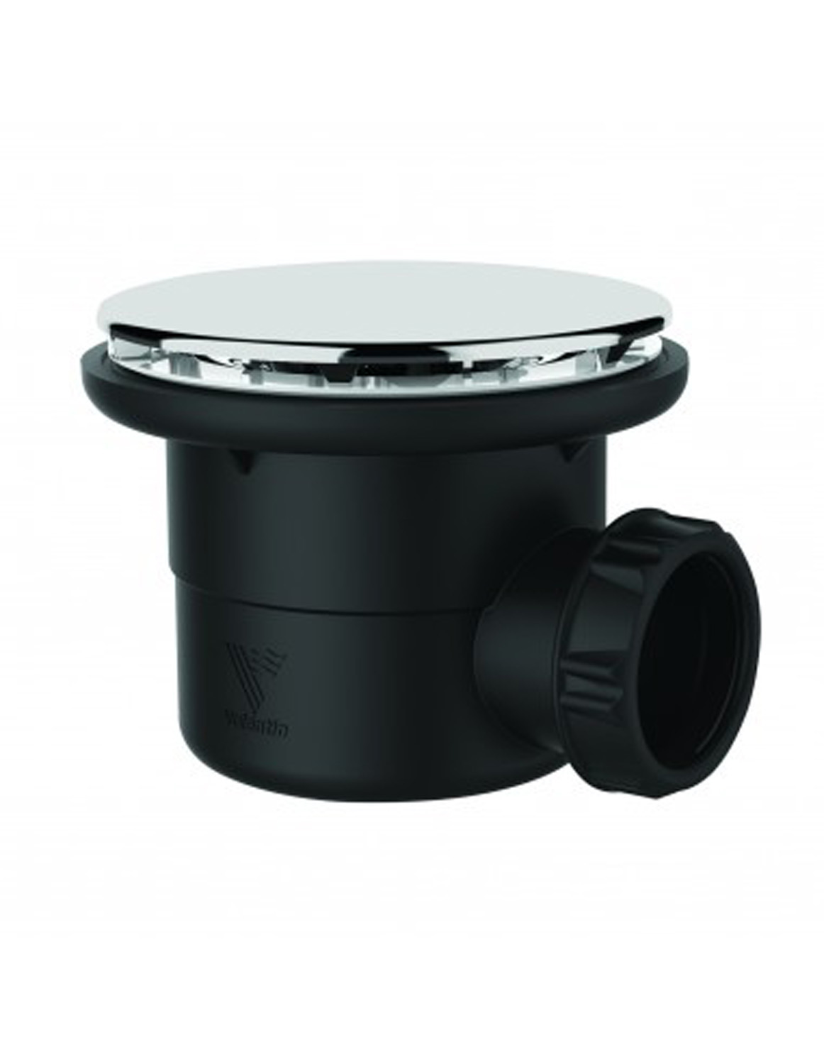 Douchesifon Valentin Ø90mm met inox afdekkap, horizontale afvoer Ø40mm