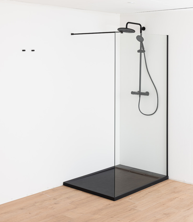 Douchebak Akon polybeton mat zwart 120x90cm