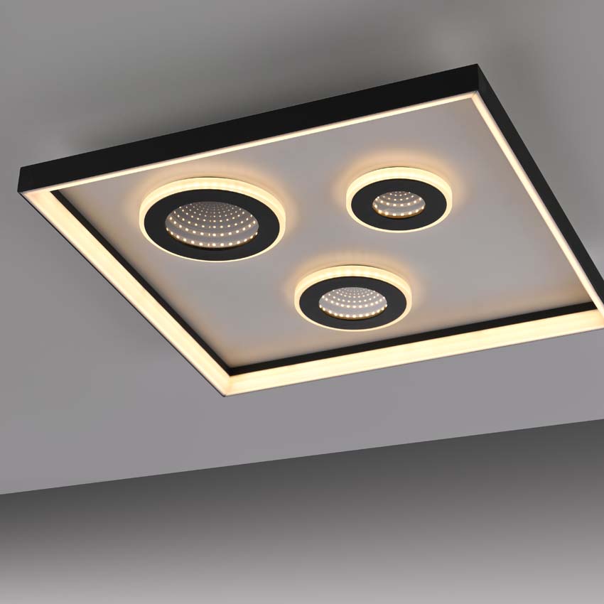 Plafonnier - noir - 45x45cm - dimmable - 32W - 2700-5000K - avec télécommande