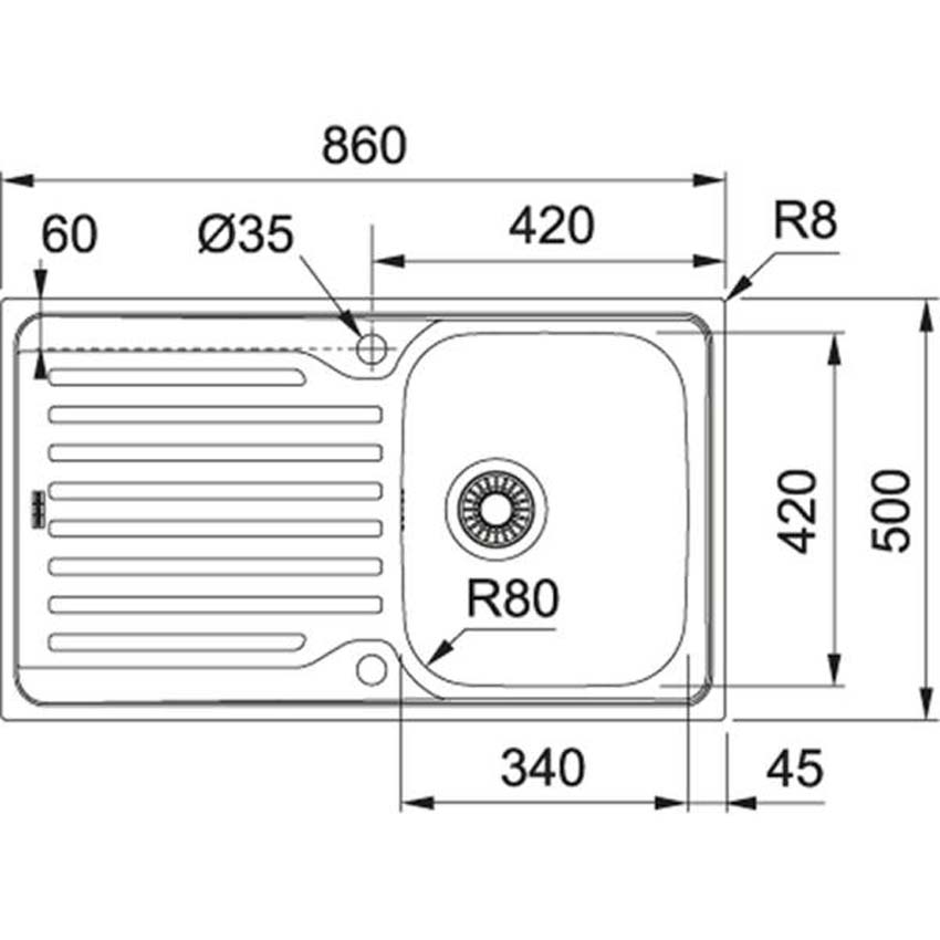 Spoelbak Franke Antea inox 89x50cm