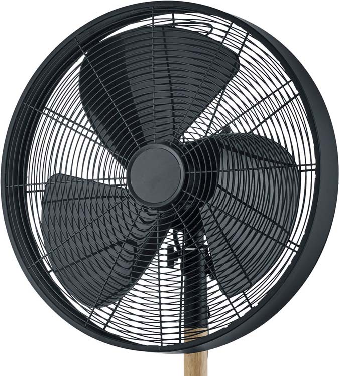 Ventilator zwart met hout H120cm - Ø45cm 3 snelheden