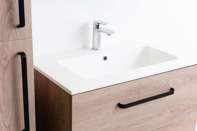 Meuble de salle de bain Chêne Bison 800 mm lavabo mat