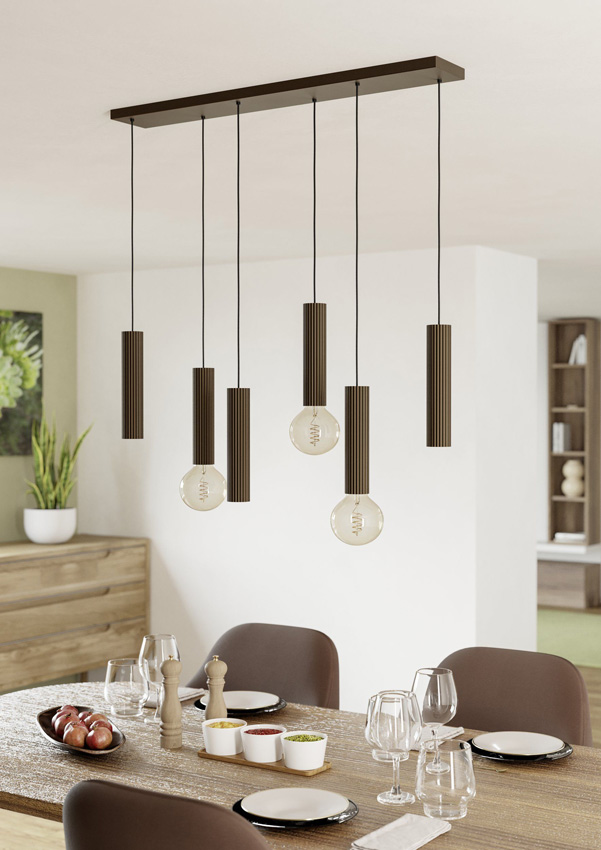 Suspension - bronze foncé - 96x14x102cm - dimmable - E27 + GU10 - 3x40W + 3x7W - sources lumineuses exclues