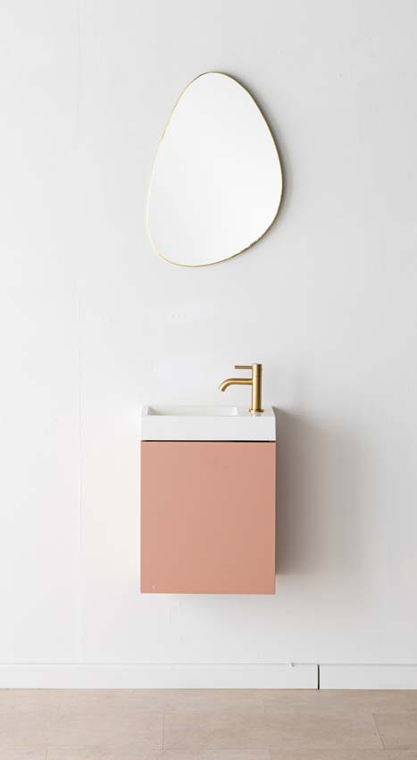 Toiletmeubel Dotan abrikoos wastafel glanzend wit 45x40x22cm