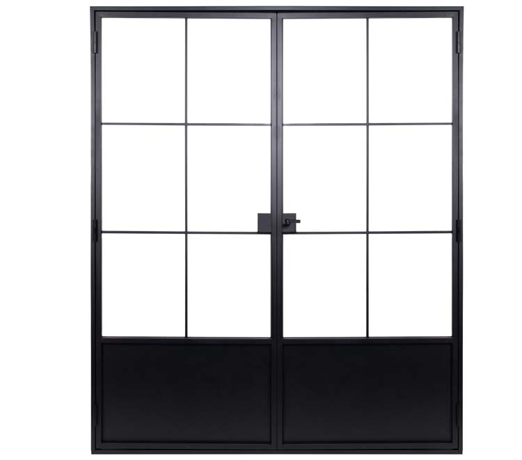Porte intérieure double en acier Black Glamour noir 2x6V poussant à gauche sur mesure
