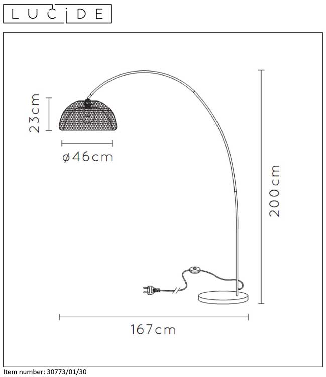 Lucide MESH - Lampadaire - E27 - Noir