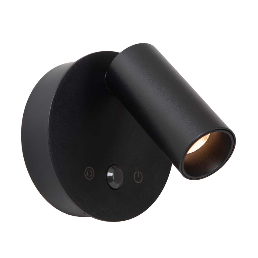 Oplaadbare wandspot Rune - zwart - Ø8,1cm - LED Dimbaar - 1x2W - 2700K/4000K - bewegingssensor - magnetisch