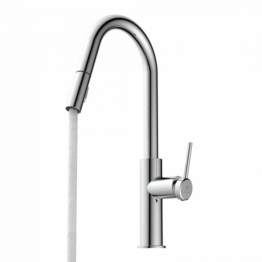 Robinet de cuisine Wasserwerk WK 13 Curve chrome mat avec bec extractible