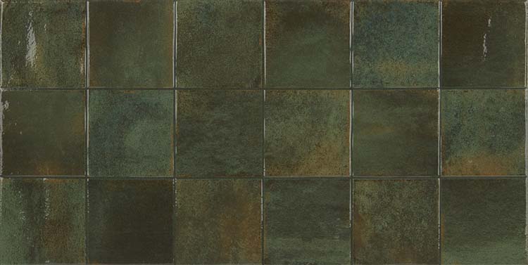 Carrelage mural Cueva carré brillant vert foncé 30x60cm