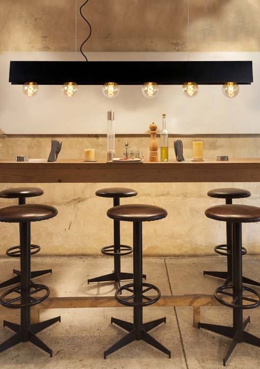 Hanglamp - zwart - 6xE27 - 6x60W